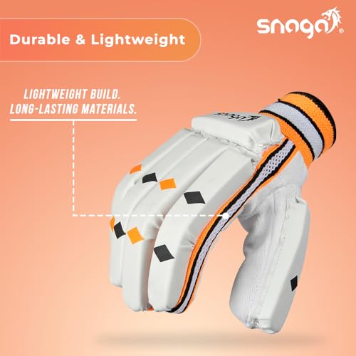 Image of Snaga School Cricket Batting Gloves - for Beginner cricketers /PVC Palm /Nylon Stitch /Fully Paded Gloves /Full Fingered Gloves for Perfect Grip and Maximum Protection (Men)(14 Years and Above)