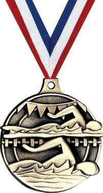 Crown Awards Swimming Medals - 2" Gold Swim Lanes Medals Prime