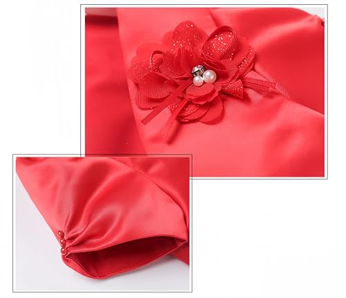Image of Proumhang Girls' Bolero Shrug Cardigan Satin Short Sleeve Top Cardigan Princess Shawl Wedding Cape For Girls 3-10 years