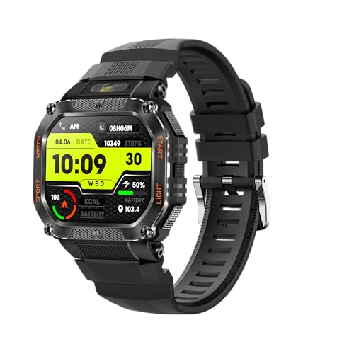 Smartwatch relogio masculino com GPS, lanterna, Tela HD LCD 1,75",Chamadas Bluetooth, Bateria 5-7 Dias, 120 Modos Esportivos, à prova d'água