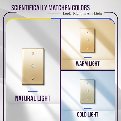 Image of ENERLITES 0.406 inch Diameter Hole Phone Cable Metal Wall Plate Polished Brass