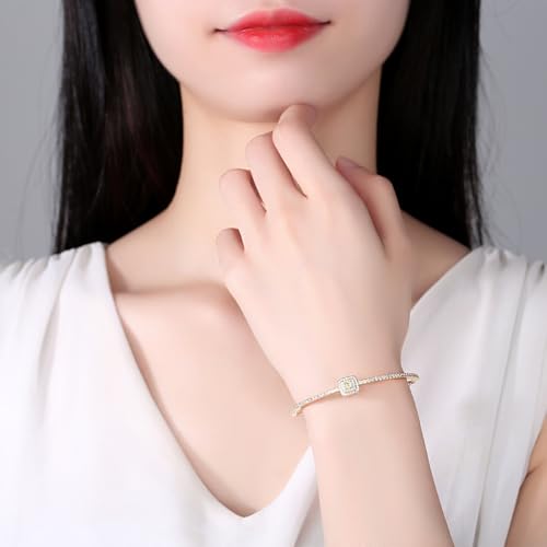 14K Yellow Gold Adjustable Length Moissanite Tennis Bracelet, Certified Conflict-Free Jewelry for Women3