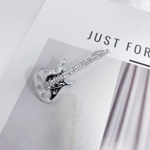 Image of Cute Guitar Rhinestones Brooches Pin Unique Colorful Crystal Enamel Brooch for Party Dance Banquet Women Men Fashion Dainty Lapel Pins Suit Shirt Ceremony Clothes Accessories Decor