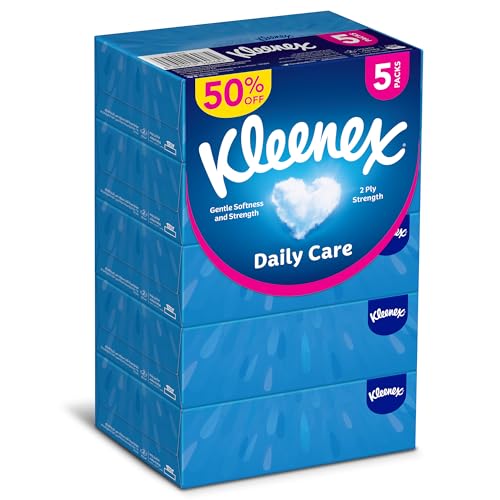 Kleenex Daily Care Facial Tissue - Pack Of 5 Boxes 120 Sheets X 2 Ply
