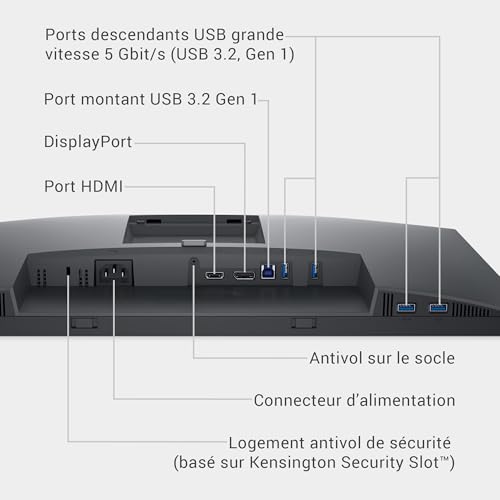 Dell P2723D 27" QHD (2560x1440) Écran PC, 60Hz, IPS, 5ms, 99% sRGB, DisplayPort, HDMI, 5x USB, Garantie 3 ans, Noir