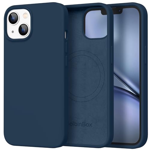 GolbinBox Magnetic for iPhone 13 Case & iPhone 14 Case, Compatible with MagSafe, [Soft Anti-Scratch Microfiber Lining], Slim Liquid Silicone Shockproof Protective Phone Case 6.1 inch, Dark Blue