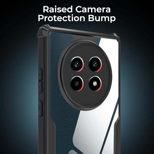 Image of A rtistque Clear Hard Transparent Acrylic Armor Anti-Drop Shockproof TPU Edge Back Cover Case for Realme 13 Pro - Black