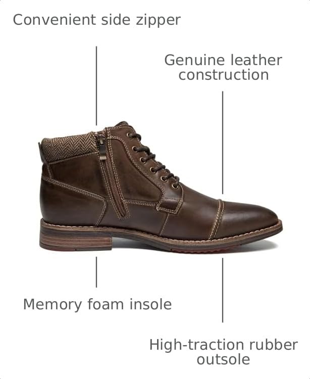 Image of Arkbird Mens Dress Boots Genuine Leather Cap Toe Ankle Boot with Side Zipper for Casual Business Formal Wear