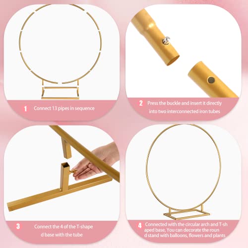Moeput Round Backdrop Stand 7.4Ft Large Wedding Round Balloon Arch Stand Gold Circle Balloon Arch Frame With 13 Thicken Tubes For Valentine's Day Decoration Graduation Birthday Party Baby Shower #TOP4