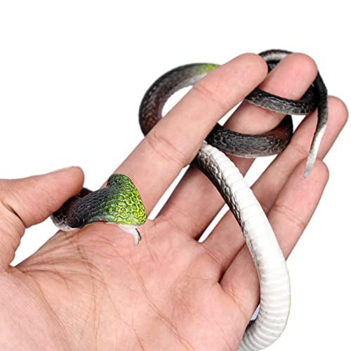Image of KRySt Brown Lizard and Black Snake Combo Toys | Real Looking Rubber Lizard Toy | Original Look Chipkali Toy | Chipkali and Snake Prank Toys for Kids and Adults (Hooded Cobra)