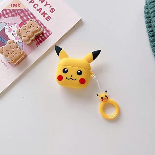 Image of Cat Care For Airpods Pro 2019 Pouch Case Cover Headphones Soft Silicone Cartoon Character Cover With Keychain,360-Degree Protection (Pikacu)Multi-coloured
