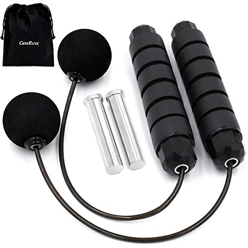GoxRunx Jump Rope, Weighted Cordless Jump Rope for Fitness, Ropeless Jump Rope Tangle-Free Speed Skipping Rope for Exercise and Workout- 170g Blocks (Black)