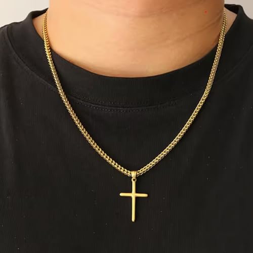 Image of Peora Fancy Cross Pendant with Cuban Chain Fashion Jewellery Gift for Men & Women