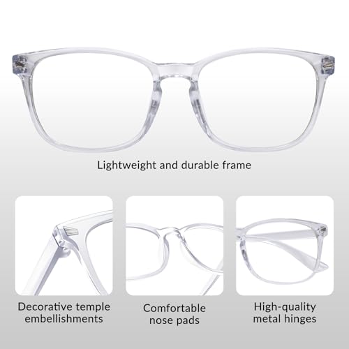 Image of Blue Light Glasses for Woman Men, 99% Blocking Square Frame 5 Pairs | Anti Eyestrain & UV Glare Protection, Computer Blue Light Blocking Glasses for Gaming TV Phone Screen