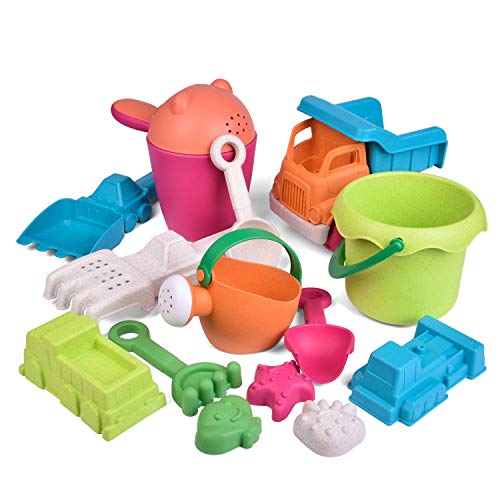 FUN LITTLE TOYS Kids Beach Sand Toy Set, Beach Bucket, Car, Watering Can