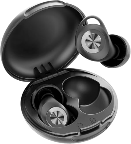 Ear Plugs for Sleeping, 45dB Noise Cancelling Earplugs für Schlaf/Konzentration/Reisen/Arbeit/Konzerte, Ultra Bequeme Wiederverwendbare Silikon Ohrstöpsel, mit 8 Spitzen (XS/S/M/L) und Etui, Schwarz
