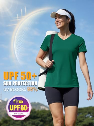 Image of MAGCOMSEN Women's Short Sleeve T-Shirt Quick Dry Athletic Tee Shirt Running Workout Yoga Top Tee Performance Shirts
