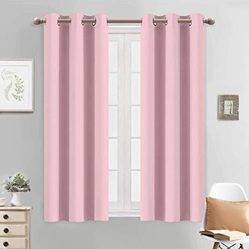 Yakamok Blackout Curtains Room Darkening Thermal Insulated with Grommet Window Curtain for Bedroom, 38Wx54L inch, Pink, 2 Panels