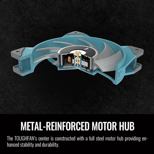 Image of Thermaltake ToughFan 12 Turquoise High Static Pressure 2000 PWM, Metal-Reinforced Motor Hub, Gen.2 Hydraulic Bearing 120mm Case /Radiator Fan CL-F117-PL12TQ-A