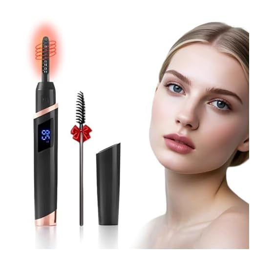 Heated Eyelash Curlers - Rechargeable Electric Eyelash Curler with 4 Heat Settings,Long-Lasting Curling Tool Includes Eyelash Brush,LED Display,Best for Women's Makeup (Black)