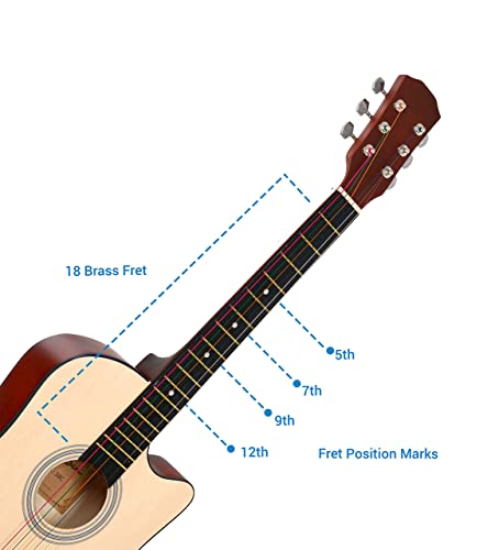 Image of (Refurbished) Blueberry 38C, 38 inch Acoustic Guitar Kit with Bag, Strap, One Pack Strings And Picks (Natural)
