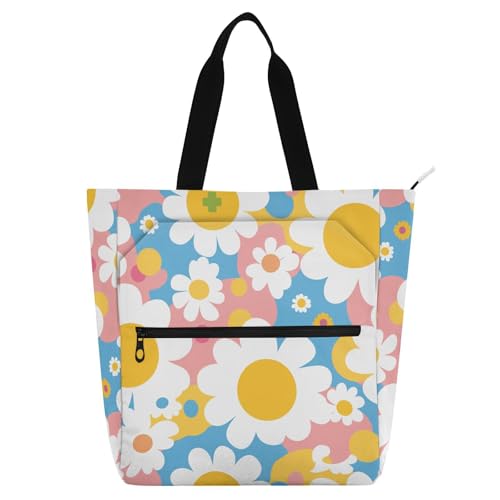 Bolsa de mano multiusos para guardar útiles escolares y juguetes con diseño de flores