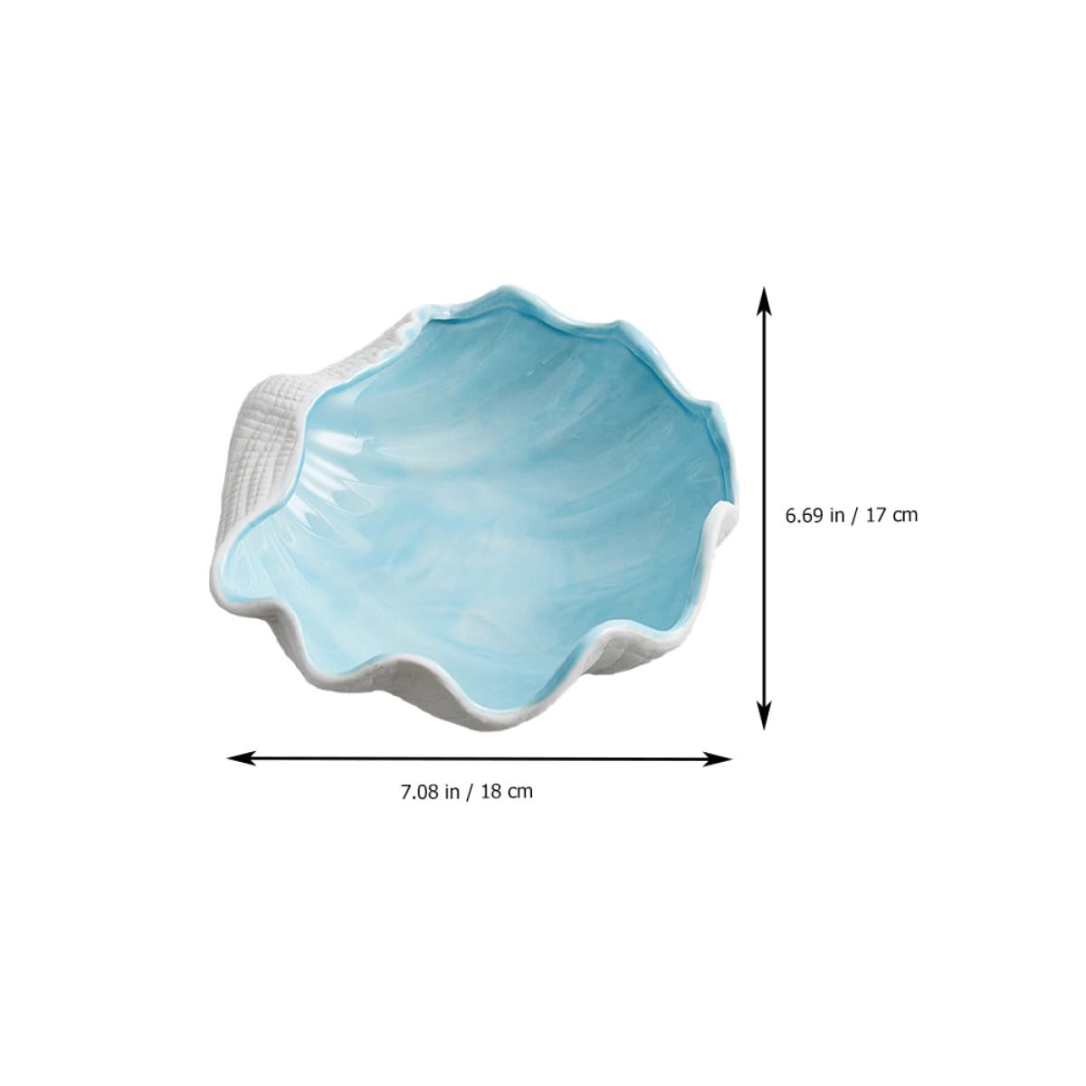 Bandeja Organizadora de Joyas de Cerámica Forma de Concha Azul, Plato Decorativo Multiusos para Almacenamiento y Decoración del Hogar