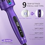 Terviiix 1.77 Pince à baguette de curling de pouce Céramique Double MCH Brosse chauffante de curling Tourmaline Ionic 2 en 1 Brosse chaude, affichage numérique 9 Températures Curling Fer Double Tension pour cheveux longs