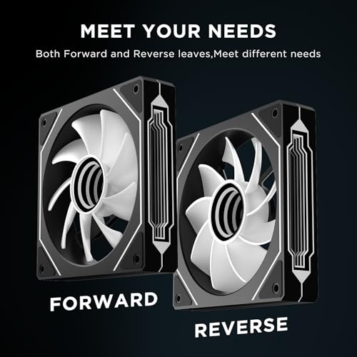 Image of Prism4 Pro 120mm PC Blade ARGB Case Fans,Infinity Mirror RGB Light Effect 5V 3PIN Motherboard Light Sync 800~1800RPM PWM PC Fan(Black Reverse)