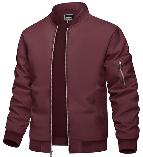 Image of TACVASEN Men's Lightweight Jacket Casual Spring Fall Windbreaker Bomber Zip Up Coat with Pocket