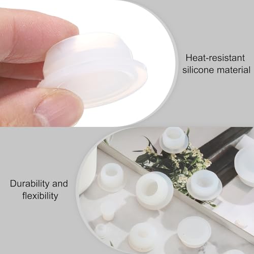 Image of uxcell 10pcs Hole Plugs, Heat Resistant Silicone Flush Type Fastener Hole Cover Plug for 25mm(1 Inch) Hole, Round Snap Locking Tubing Plug Hole for Furniture Cabinet, White