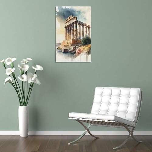 Tableau sur toile temple de Poséidon déco salon 30x45cm