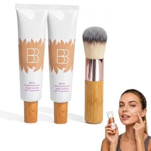 2PC BB blur tinted moisturizer Broad Spectrum SPF 30 tinted sunscreen bb cream concealer Medium Buildable Coverage with Natural Lightweight Matte Finish Vegan & Cruelty Free