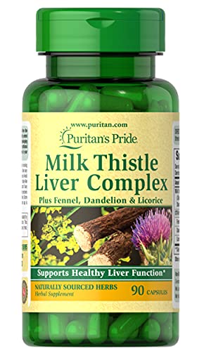 Puritan's Pride Milk Thistle Liver Complex, Supports Healthy Liver Function, 90 Count, White