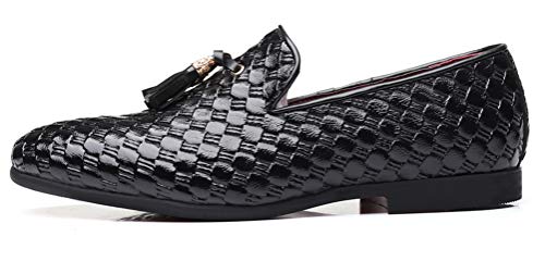 Santimon Mens Loafers Tassel Fringe Comfortable Casual Moccasins Woven Slip On Driving Wedding Prom Shoes3