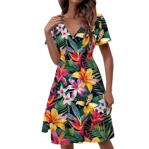 Image of Women's Summer Formal Dresses Short Sleeve Wrap V Neck Dresses Bridesmaid Wedding Guest Dress with Pockets