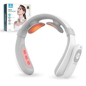COMFIER Portable Heated Neck Massager, EMS Intelligent Electric Neck Massager with Heat and 3D Electrode Pads for Women Men