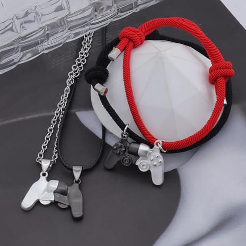 FUTIMELY Game Controller Necklace Bracelet Set for Couples Game Console Handle Magnet Matching Necklace,Matching Necklace Bracelet Set for Best Friend,Friendship Sister Necklace3