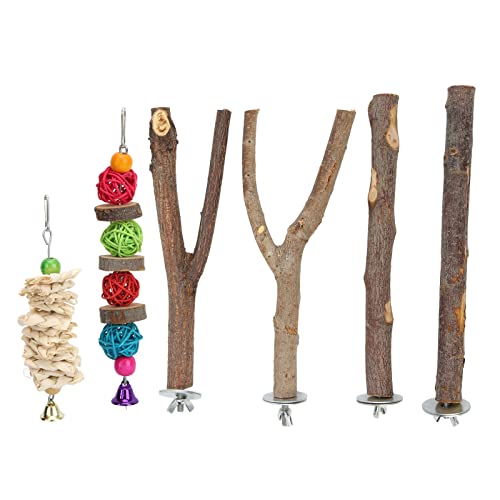 Gavigain Applewood Bird Perch Set, Sturdy and Non , Promotes Feet, Easy Installation, for Small Birds like Parrots, Budgies, Canaries