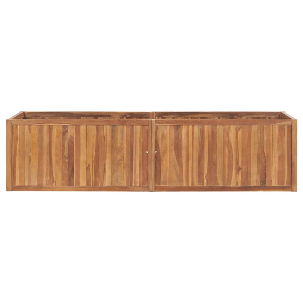 Jardinera elevada de 200 x 50 x 50 cm, madera maciza de teca, resistente a la intemperie para plantas al aire libre, gran bancal elevado para verduras
