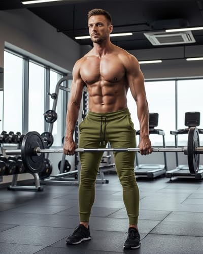 BUXKR Men's Slim Joggers Workout Pants for Gym Running and Bodybuilding Athletic Bottom Sweatpants with Deep Pockets