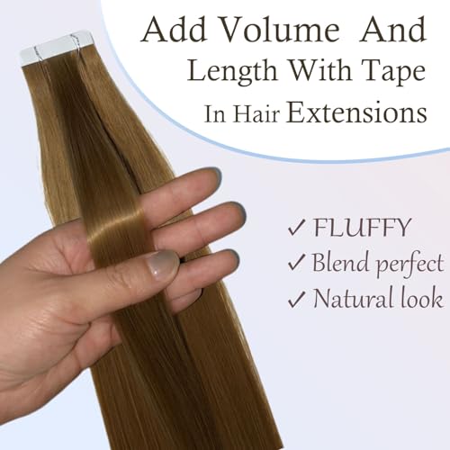 Image of Tape in Hair Extensions,20pcs 50g 24 Inch Light Blonde Highlighted Golden Blonde Hair Extensions Straight Tape in Extensions Double Sided for Skin Weft Synthetic Hair