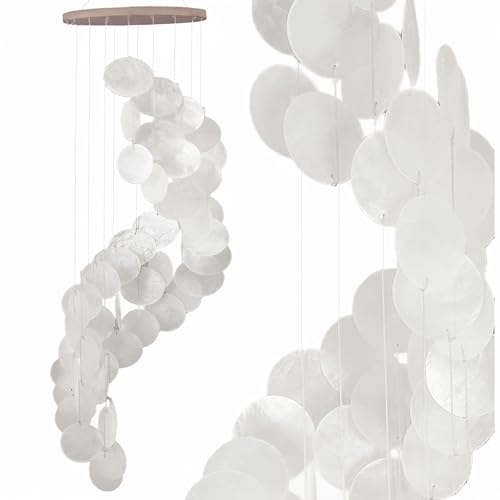 ART-CRAFT Capiz Muschel Kette Girlande Spirale weiss als hänge Deko für Fenster oder deko Wohnzimmer Garten Dekoration Länge 90cm