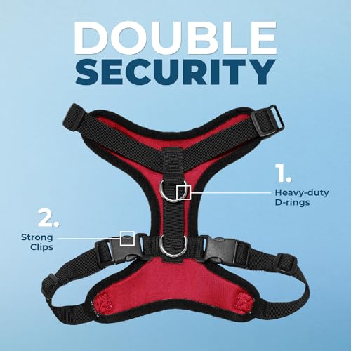 Image of Voyager Step-in Pet Harness - All Weather Mesh, Adjustable Step in Harness for Cats and Dogs by Best Pet Supplies - Red /Black Trim, XL