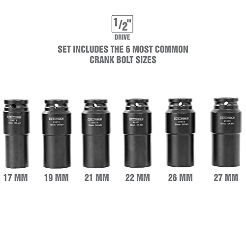 Oemtools 25276 6 Pack Crank Bolt Socket Set, Metric Harmonic Balancer Socket Set, 1/2 Drive Crank Bolt Removal Tool 6 Point Weighted Impact Socket Set #TOP1