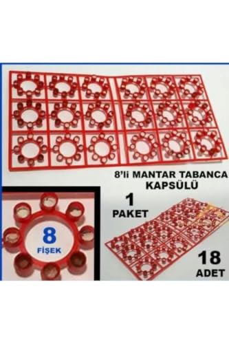 Toplam 144 Kapsul Pat Pat Kapsülü Mantar Tabanca Oyuncağı Kapsülü 18 rulo 8'li