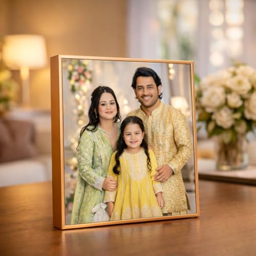 Image of Rangoli Personalized Photo Frame Size- 200mm x 250mm x 27mm | Custom Picture Frame with Your Photo | Premium Tabletop Frame for Home Decor, Gifts for Birthday, Anniversary & Special Occasions.. D-3