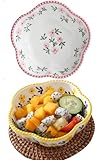 yaocoral 2 Pack 8 OZ Ceramic Floral Candy Dish Flower Candy Bowl Cute Small Ceramic Bowls for Dessert,Snack,Fruit,Yogurt,Ice Cream,Cereal,Salad,Oat,Dipping Sauce,Side Dish,Microwave Freezer Safe