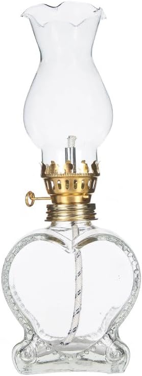 1PC Adjustable Flame Glass Kerosene Lanterns Retro Oil Lamp Glass Family Decorative Lights Portable Adornment Halloween Room Decor (Middle,Green)