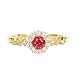 Beydodo Gold Ring Damen 750 Echt Sonnenblume mit Rubin und Diamond Ehering Gold Verlobungsring Große 50 (15.9)